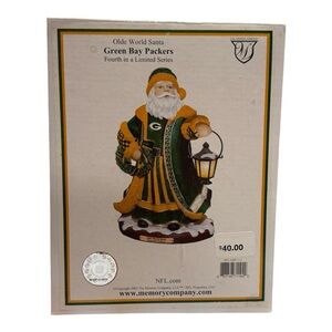 Green Bay Packers Olde World Santa Figurine Limited NFL Holiday Collectible Box